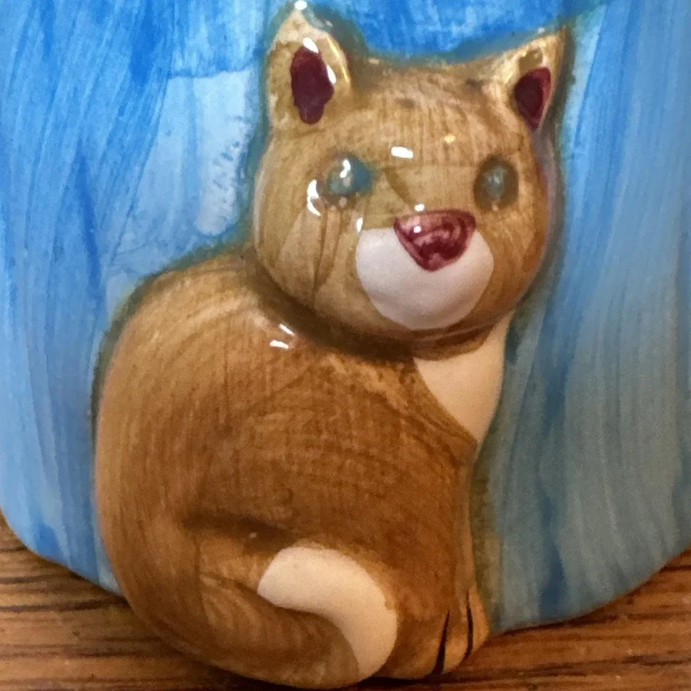 Vintage ALCO Anthropomorphic Teapot Cup Salt Pepper Shakers Cat Stand Japan
